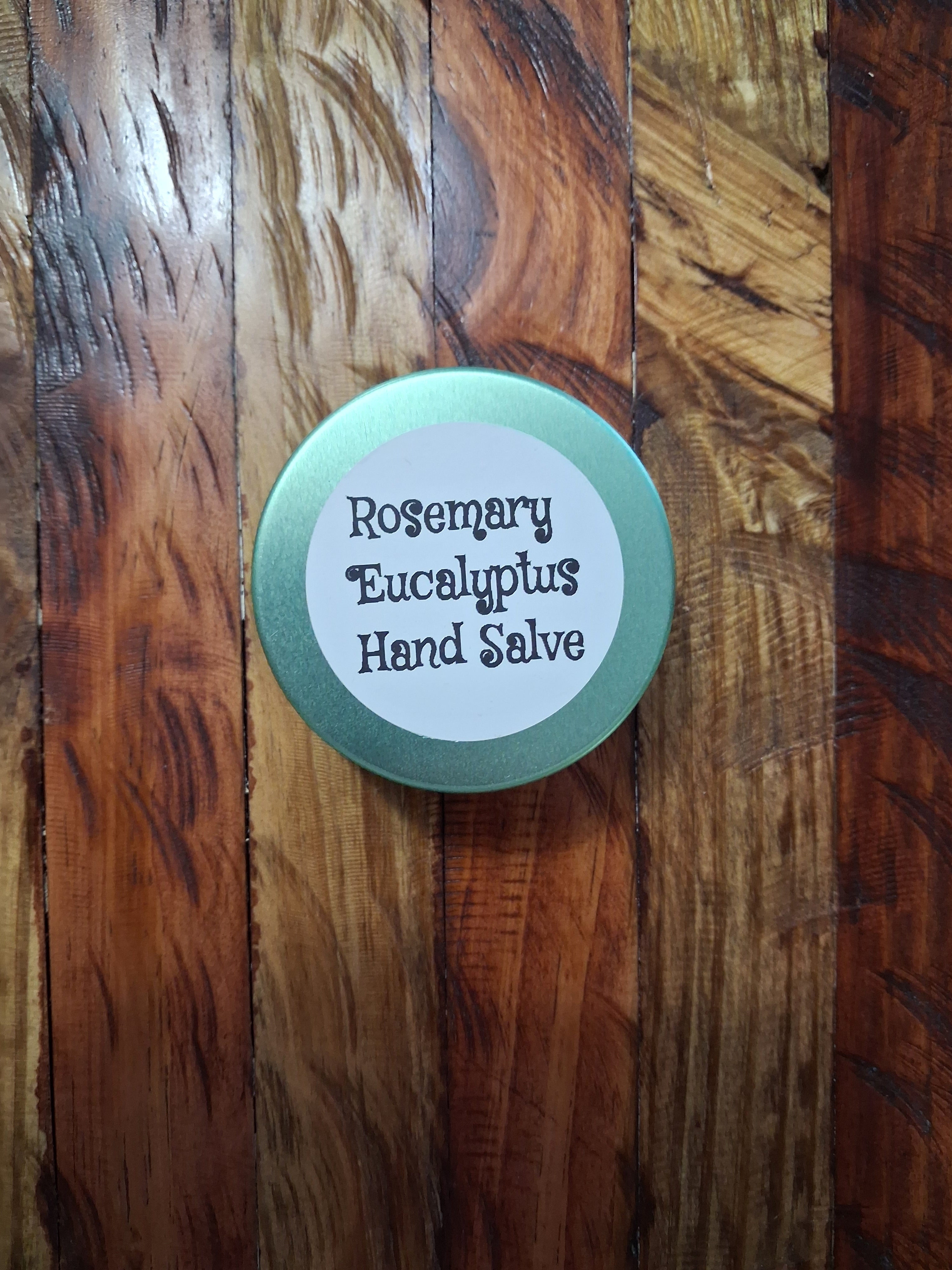 Rosemary Eucalyptus Hand Salve 3oz in mint green metal tin