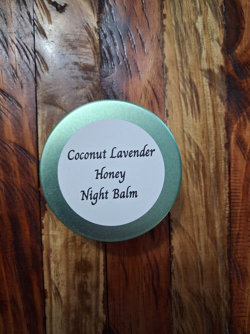 Coconut Lavender Honey Night Balm 3oz in mint green metal tin